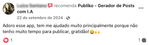 Pessoa recomenda app de criação de posts com IA.