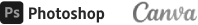 Logos do Photoshop e Canva lado a lado.