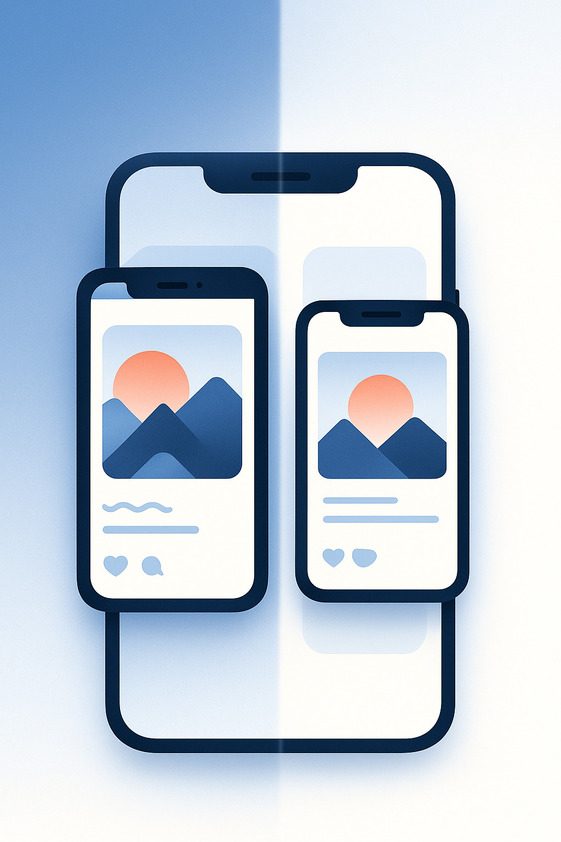 Comparativo de post bem e mal dimensionado no Instagram
