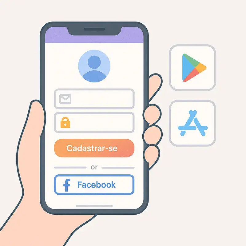 Telas de cadastro e configuração do Instagram