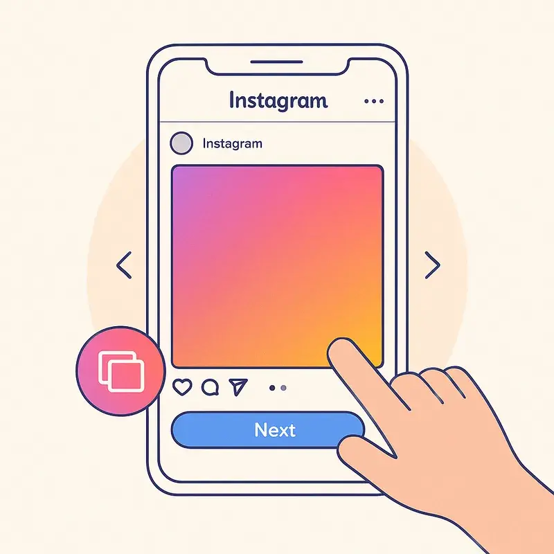 Interface de criação de post carrossel no Instagram
