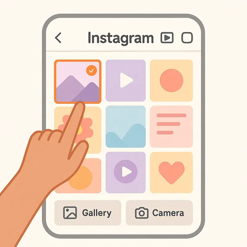 Seleção de mídia para post no feed do Instagram