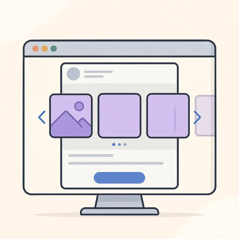 Interface de criação de carrossel no Instagram via desktop