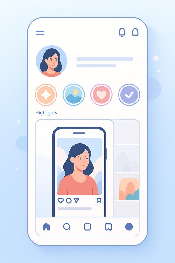 Exemplos de foto de perfil e capas de destaque do Instagram