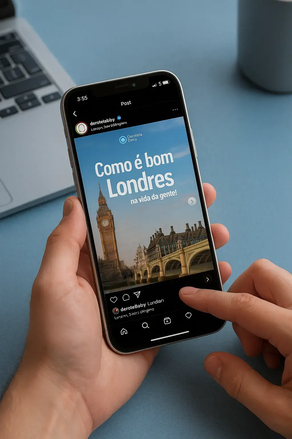 Interface de criação de post carrossel no Instagram
