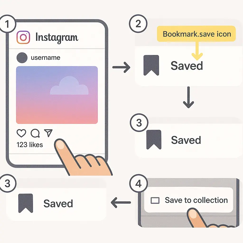 Etapas para salvar posts no Instagram (com Reels e feed)