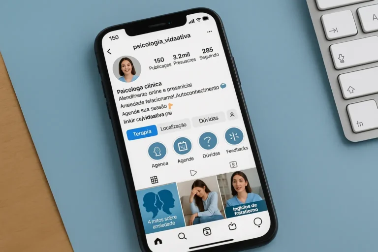 frase para bio do instagram - mobile com imagem da bio com feed